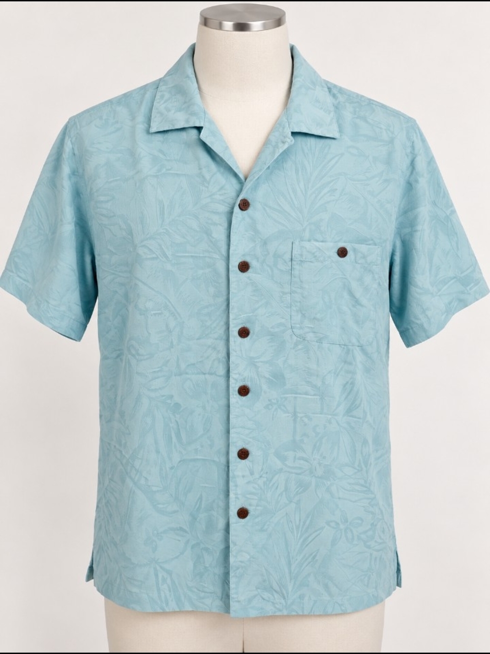 Caribbean Joe Aqua Blue Short Sleeve Button-Up Camp Shirt